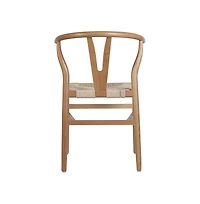 Staci Set Of 2 Stack Dining Chairs With Y-Back Style Design, Solid Wood Frames, Woven Kraft Paper Rope Seats