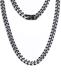 Rhona Sutton Black Silver Curb Chain Stainless Steel Necklace