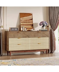 Tribesigns 6-Drawer Dresser for Bedroom: 55 Inches Modern Chest of Drawers with Gold Metal Handles