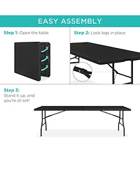Best Choice Products 8ft Plastic Folding Table, Indoor Outdoor Heavy Duty Portable w/ Handle, Lock for Picnic