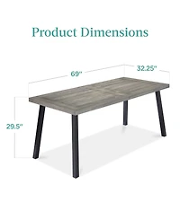 Best Choice Products 6-Person Indoor Outdoor Patio Rustic Acacia Wood Picnic Dining Table w/ Metal Legs