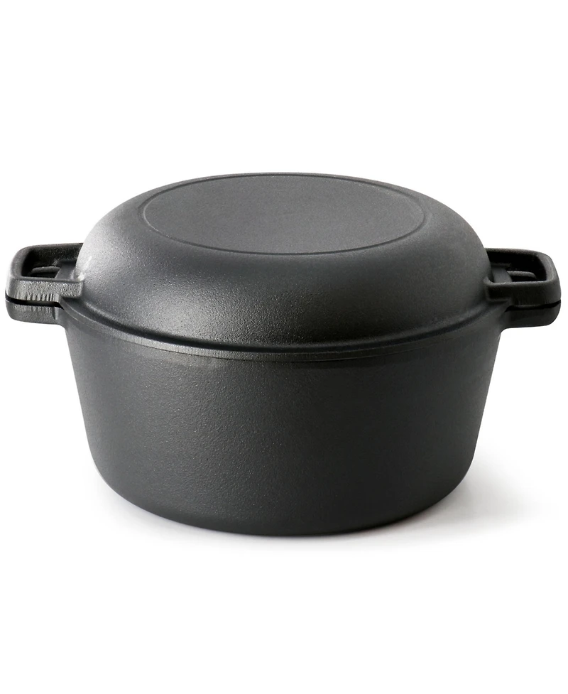 MegaChef 5 Quart Pre-Seasoned 2-in-1 Cast Iron Dutch Oven and Skillet