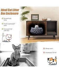 Sugift Cat Litter Box Enclosure with Double Door Cabinet