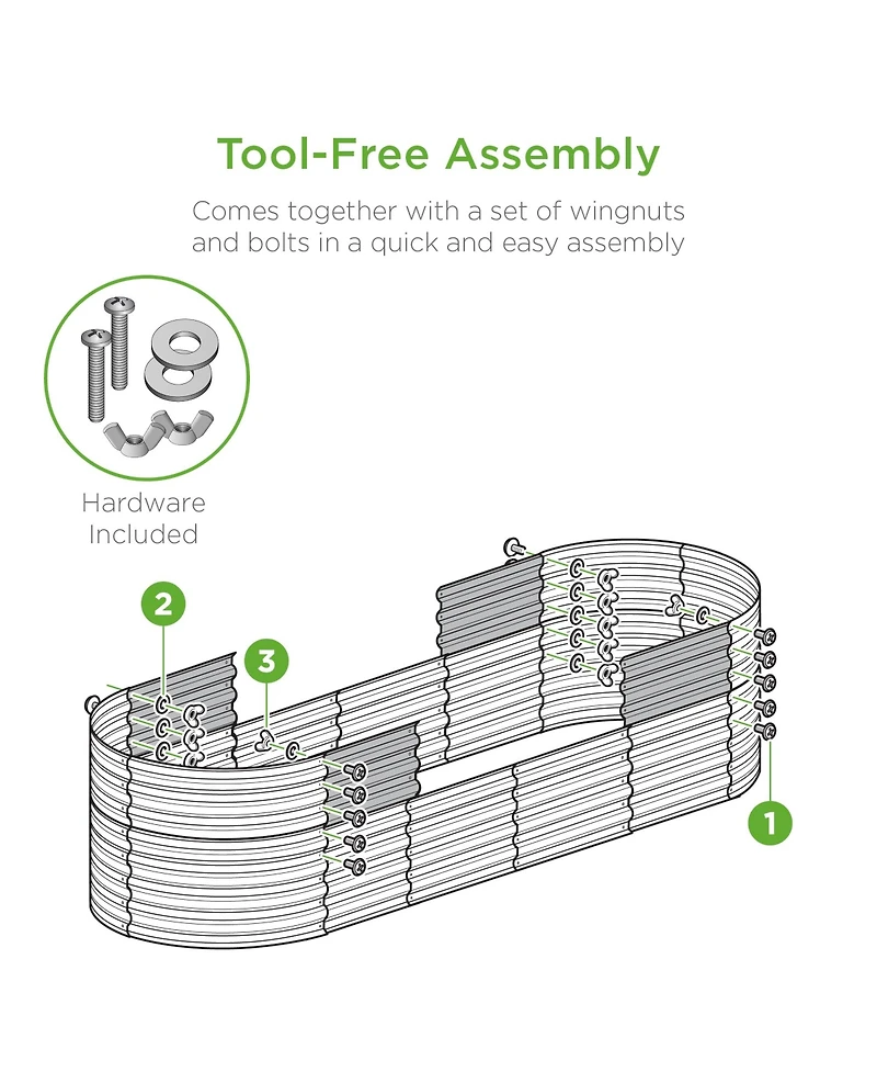 Best Choice Products 8x2x2ft Metal Raised Garden Bed, Oval Outdoor Planter Box w/ 4 Support Bars