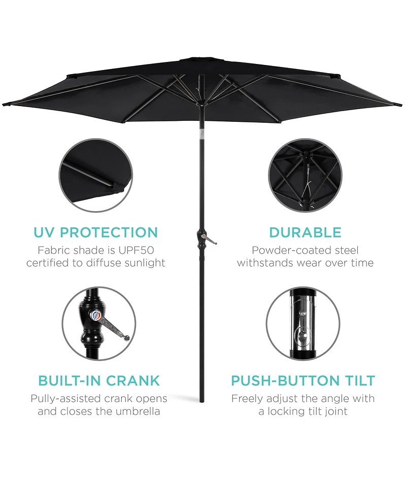 Best Choice Products 10ft Outdoor Steel Market Patio Umbrella w/ Crank, Tilt Push Button, 6 Ribs