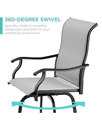 Best Choice Products Set of 2 Outdoor Swivel Bar Stools, Patio Barstool Chairs w/ 360 Rotation, All-Weather Mesh