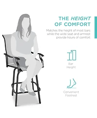 Best Choice Products Set of 2 Outdoor Swivel Bar Stools, Patio Barstool Chairs w/ 360 Rotation, All-Weather Mesh
