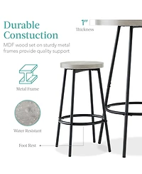 Best Choice Products 3-Piece Bistro Set, Modern Round Counter Height Dining Set w/ 2 Stools, Metal Frame