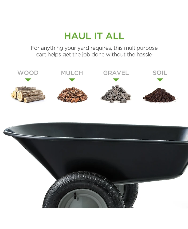 Best Choice Products Dual-Wheel Home Wheelbarrow Yard Garden Cart for Lawn, Construction
