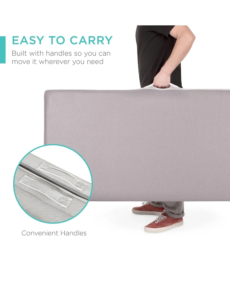 Best Choice Products 4in Thick Folding Portable Gray Mattress Topper w/ Carry Case