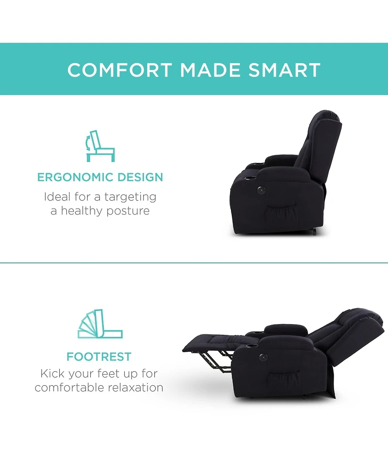 Best Choice Products Electric Power Lift Linen Recliner Massage Chair Furniture w/ Usb Port, Heat, Cupholders