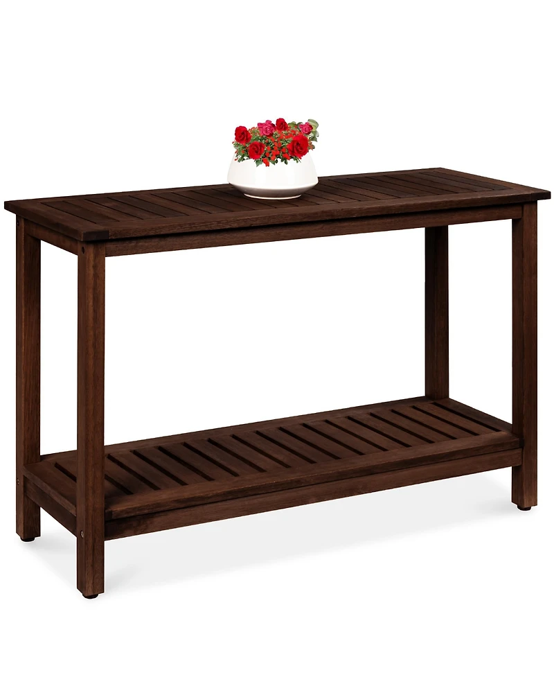 Best Choice Products 48in 2-Shelf Indoor Outdoor Wooden Console Table Multifunctional Buffet Bar Storage