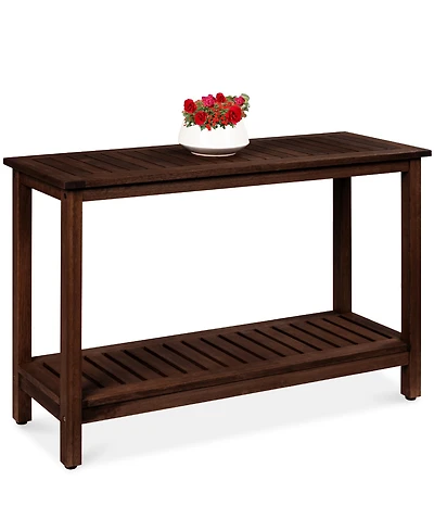 Best Choice Products 48in 2-Shelf Indoor Outdoor Wooden Console Table Multifunctional Buffet Bar Storage