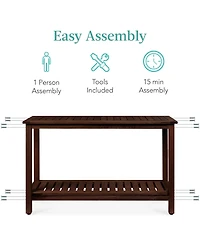 Best Choice Products 48in 2-Shelf Indoor Outdoor Wooden Console Table Multifunctional Buffet Bar Storage
