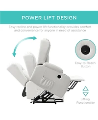 Best Choice Products Electric Power Lift Linen Recliner Massage Chair Furniture w/ Usb Port, Heat, Cupholders