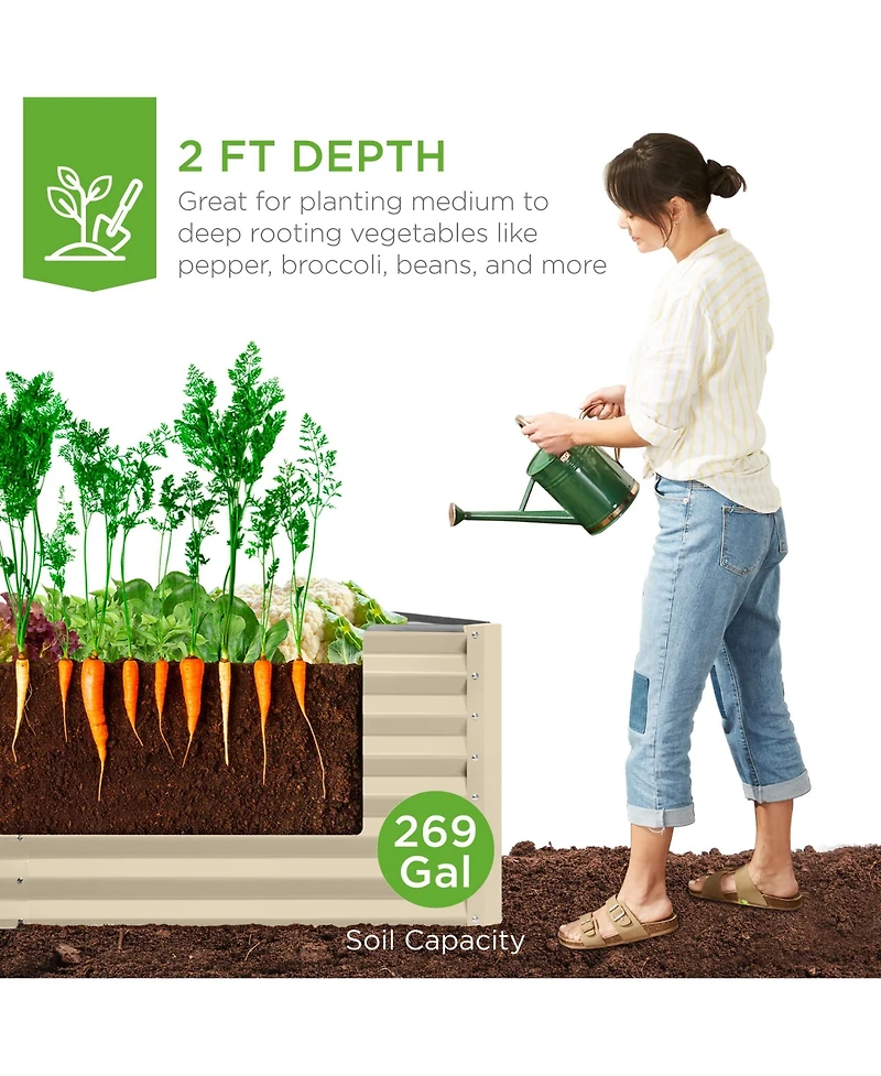 Best Choice Products 6x3x2ft Outdoor Metal Raised Garden Bed, Planter Box for Vegetables, Flowers, Herbs