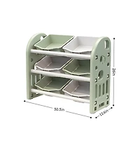 Kids Toy Storage Organizer – Green Multi-Functional Unit with 6 Bins, Hdpe Shelves for Playroom, Bedroom, or Living Room