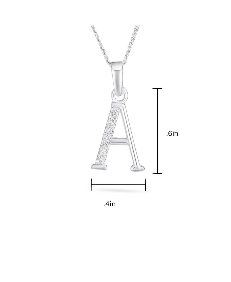 Bling Jewelry Delicate Abc Cubic Zirconia Pave Cz Capital Block Letter Alphabet Initial Pendant Necklace .925 Sterling Silver