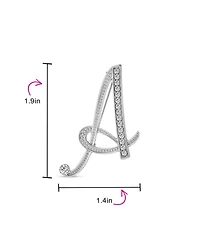 Bling Jewelry Large Statement Abc Pave Crystal Letters Alphabet Initial Scarf Lapel Pin Brooch Silver Plated