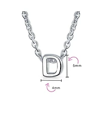 Bling Jewelry Tiny Block Letter Alphabet Initial A-z Dainty Pendant Necklace .925 Sterling Silver