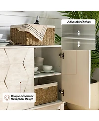 Silakan 60" 4-Doors Sideboard with Solid Wood Legs