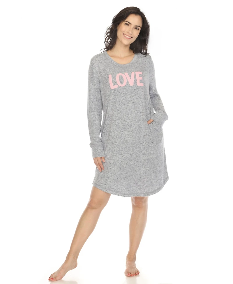 White Mark Women's Long Sleeve Sleepshirt