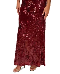Adrianna Papell Women's Square-Neck Sequin Gown