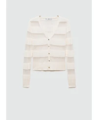Mango Women's Sheer Textured Cardigan Sweater