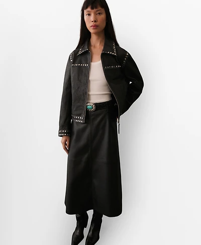 Mango Women's Studded Leather Jacket