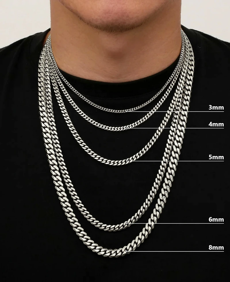 Rhona Sutton Silver Miami Cuban 3MM Stainless Steel Chain Necklace