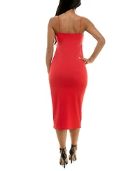Crystal Doll Juniors' Straight-Neck Sleeveless Midi Dress