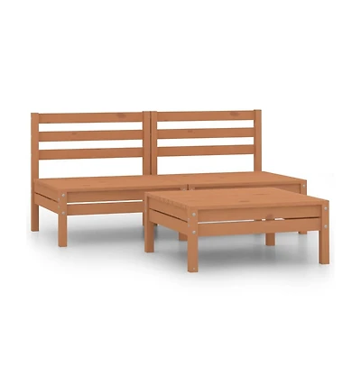 vidaXL 3 Piece Patio Lounge Set Solid Wood Pine Honey Brown
