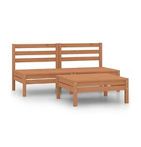 vidaXL 3 Piece Patio Lounge Set Solid Wood Pine Honey Brown