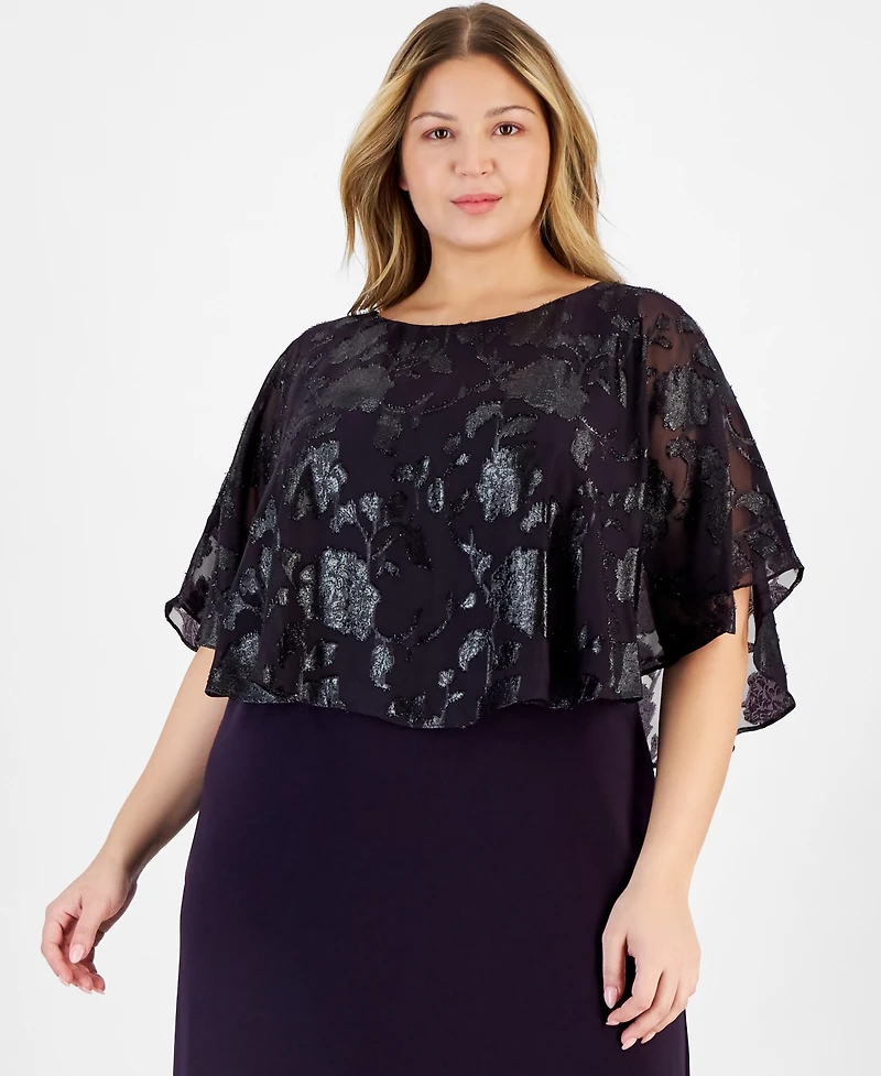 Connected Plus Cape-Overlay Sheath Dress