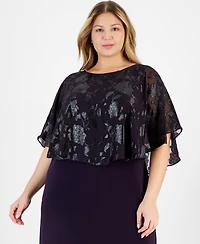 Connected Plus Cape-Overlay Sheath Dress