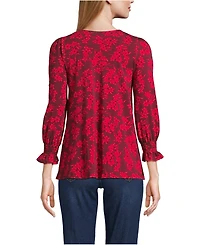 Lands' End Women's 3/4 Sleeve Lightweight Jersey Button Front Top