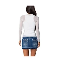 Edikted Womens Rib Tank Layered Mesh Top