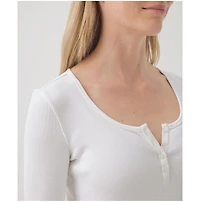 Pact Women's Organic Cotton Favorite Rib Henley Long Sleeve Top