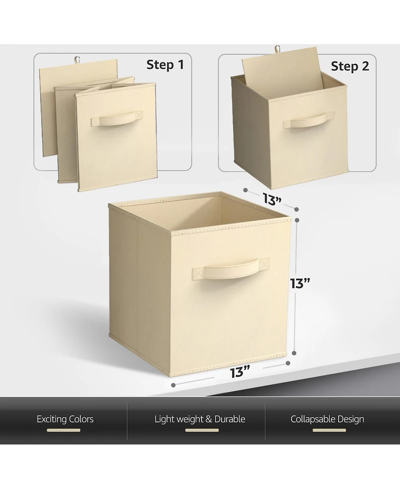 Sorbus 13 Inch 8 Pack Sturdy Collapsible Fabric Storage Cubes with Handle - for Organizing Clothes, Toys, Books, Shelves & more
