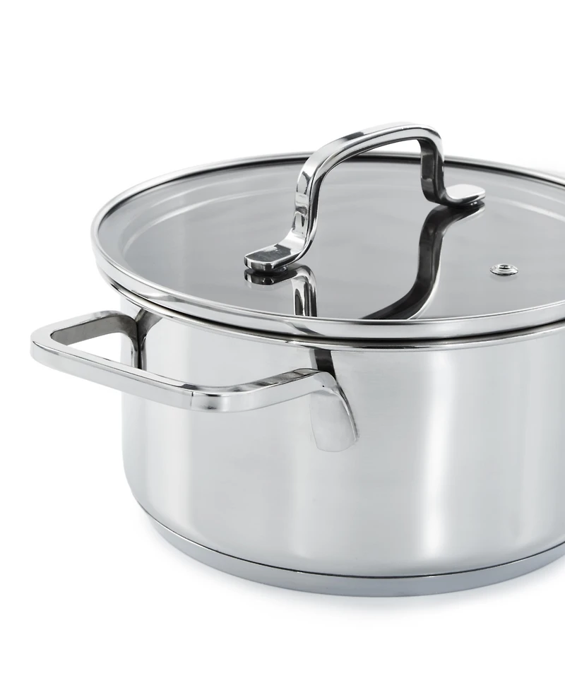 BergHOFF DiNA Helix 5pc Recycled 18/10 Stainless Steel Cookware Set, Glass Lids