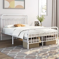 Yaheetech Metal Platform Bed Frame with Vintage Headboard