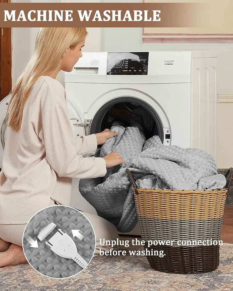 Caromio Full Waffle Sherpa Electric Heated Throw Blanket, 72" x 84"