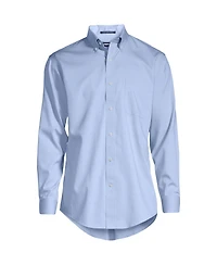 Lands' End Men's Big and Tall Traditional Fit Solid No Iron Supima Pinpoint Buttondown Collar Dress Shirt