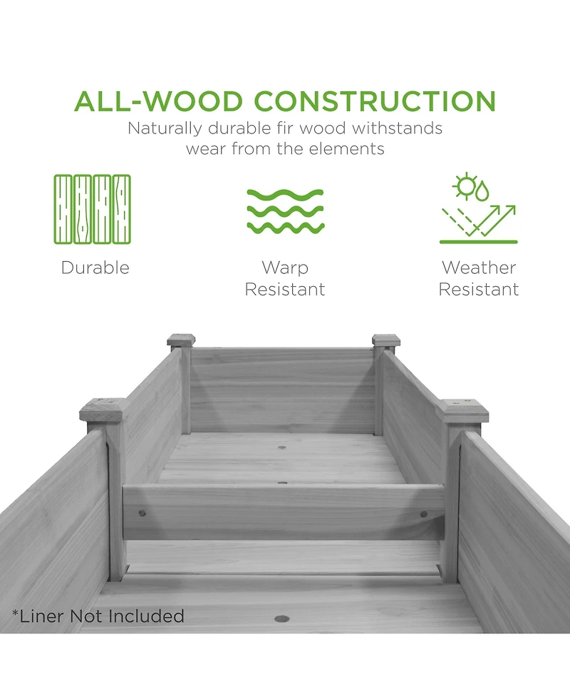 Best Choice Products 72x23x30in Raised Garden Bed, Elevated Wood Planter Box for Patio w/ Divider Panel