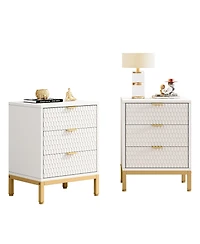Tribesigns 3-Drawer Nightstand Set of 2, 25.8" Tall Modern Bedside Table, Large Side End Table with Storage Drawers for Bedroom