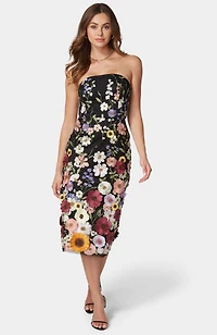 Bebe Women's Strapless Embroidered Dress