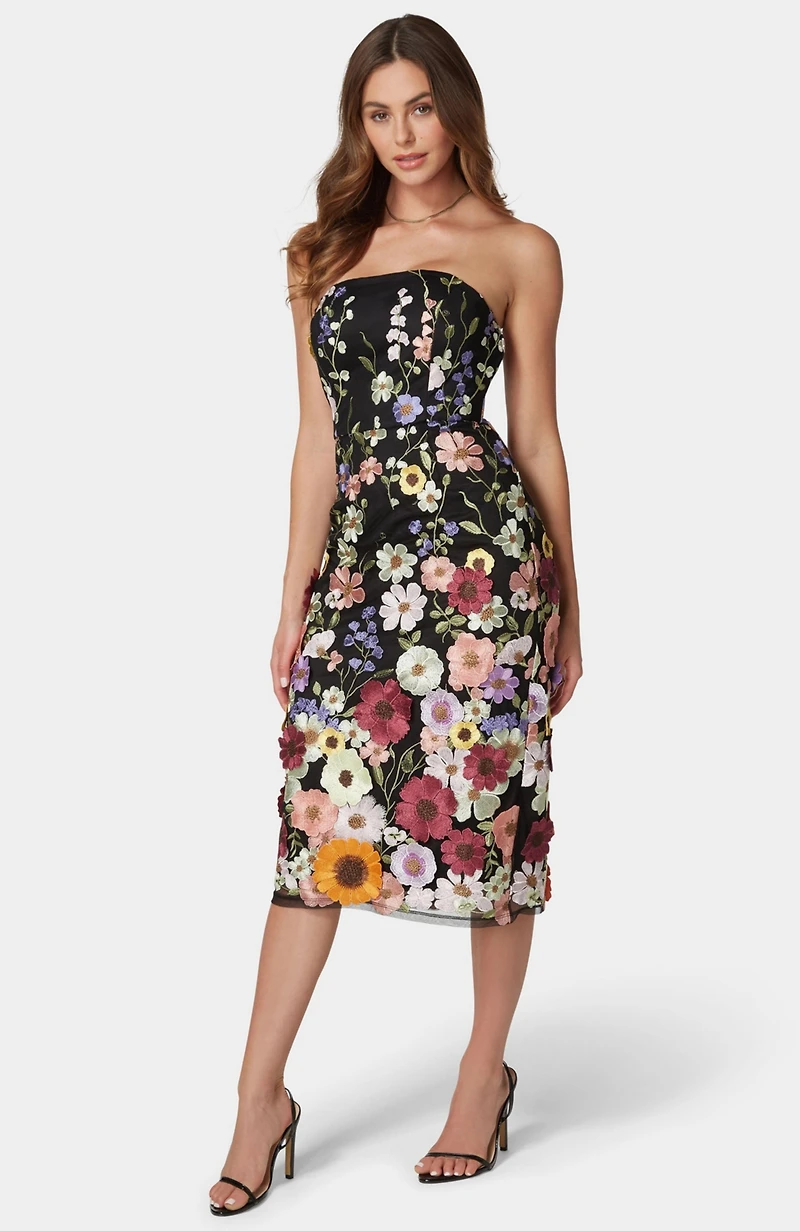 Bebe Women's Strapless Embroidered Dress