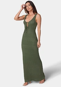 Bebe Women's Crochet Maxi Tank Dress