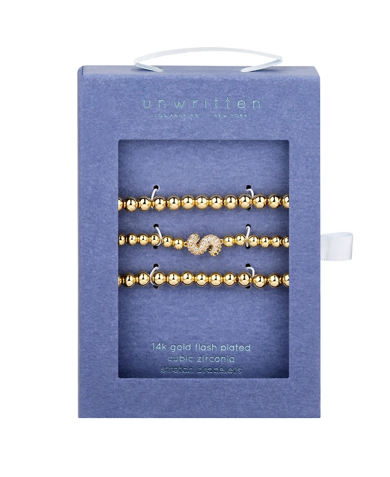 Unwritten Cubic Zirconia Bubble Initial Stretch Bracelet Set