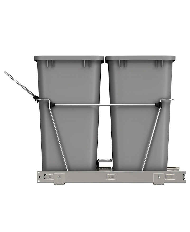 Rev-a-Shelf Double Pullout Trash Can 35 qt. for Kitchen, Silver, Rv-18KD-17C S